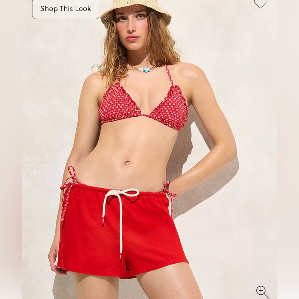 Jcrew red side-stripe shorts linen cotton blend NWT - Picture 2 of 6